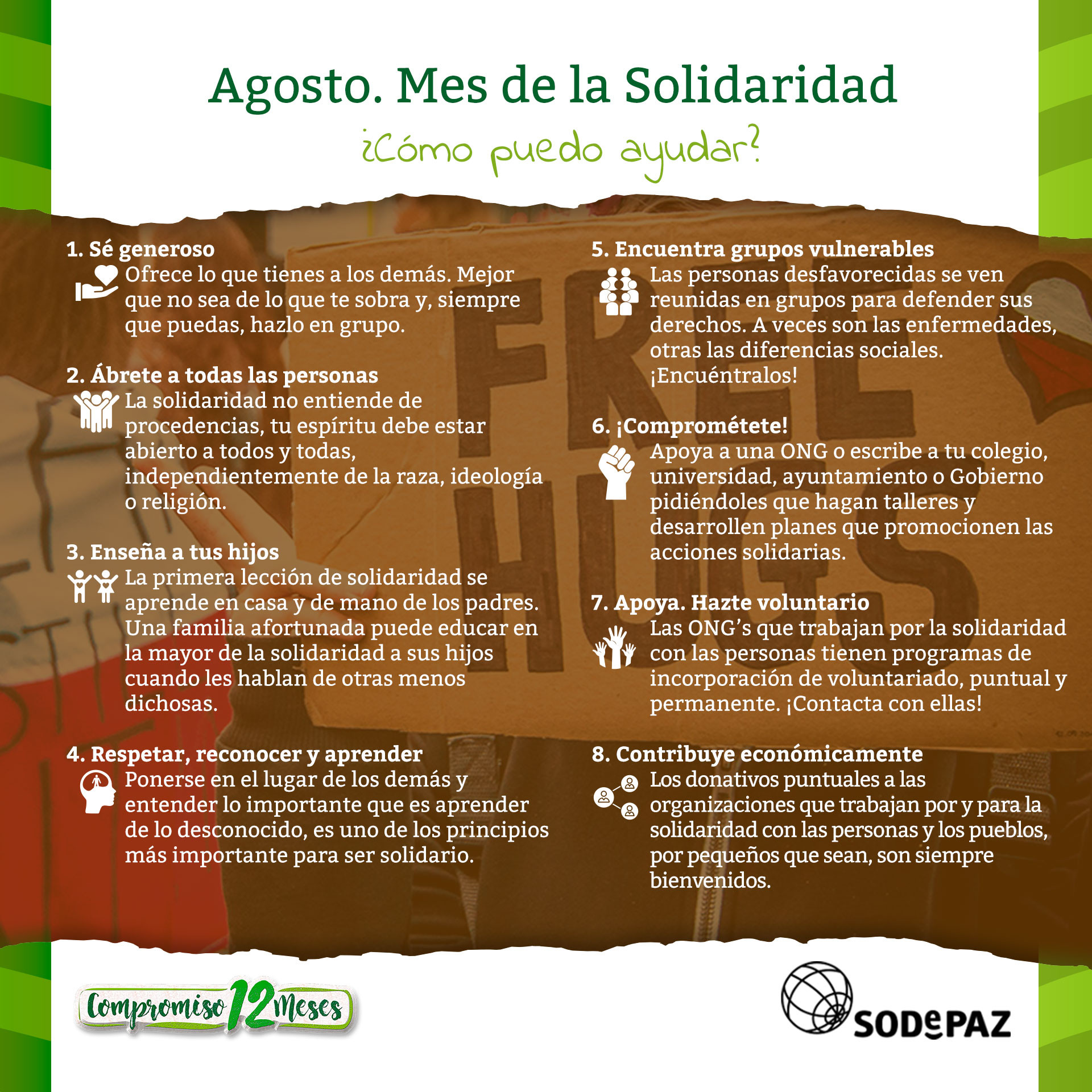 Campaña 12 Causas, Agosto: solidaridad
